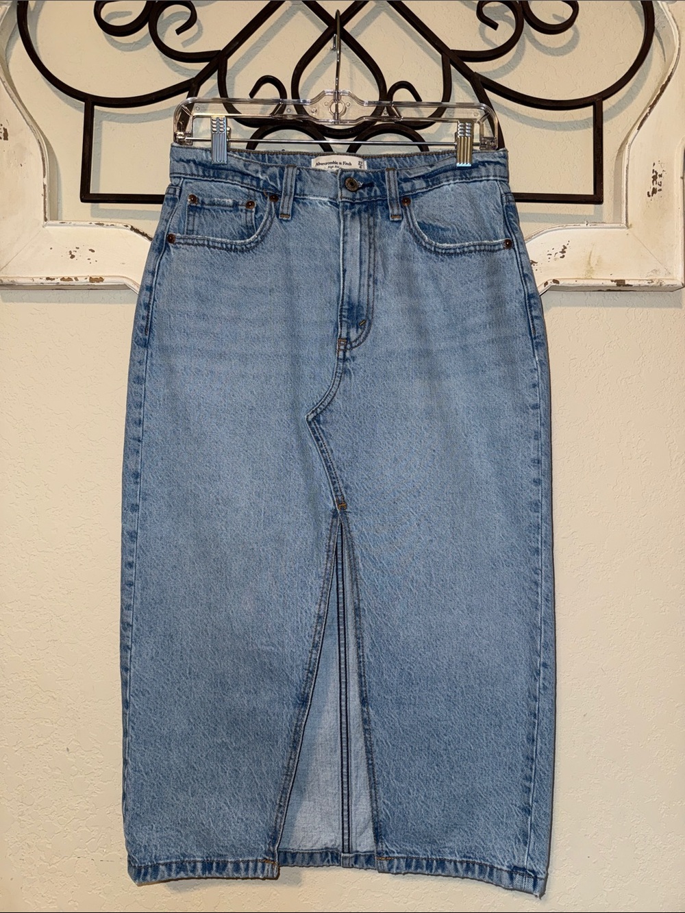 Abercrombie & Fitch Denim Skirt with Front Slit